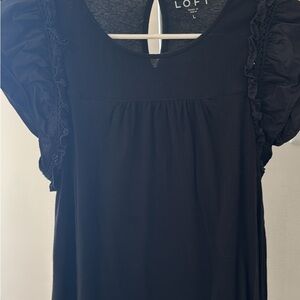 LOFT Elegant Black Ruffle Blouse